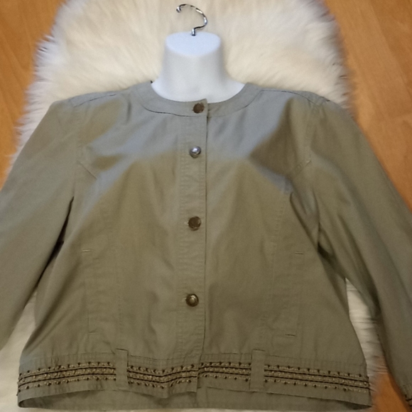 Hearts of Palm Cotton Beaded Jacket- Size 14 - Picture 10 of 12